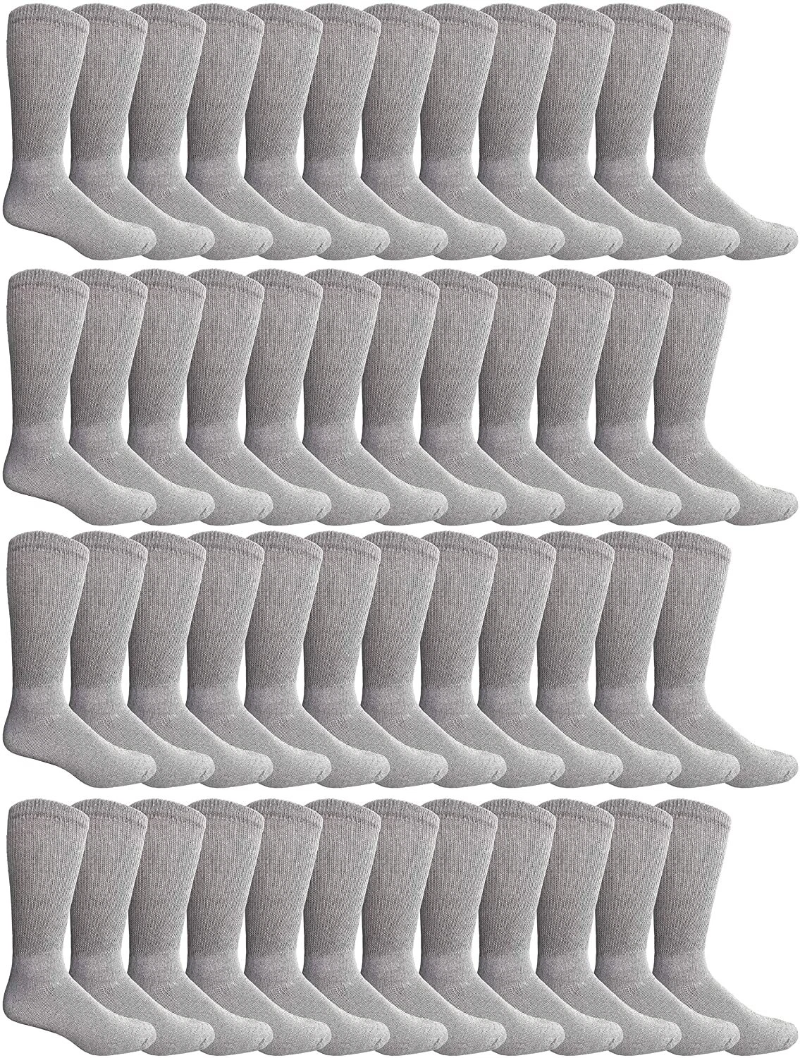 48 Pk Wholesale Bulk Cotton And Ankle Socks,Loose Non-Binding Medical-Grey,9-11