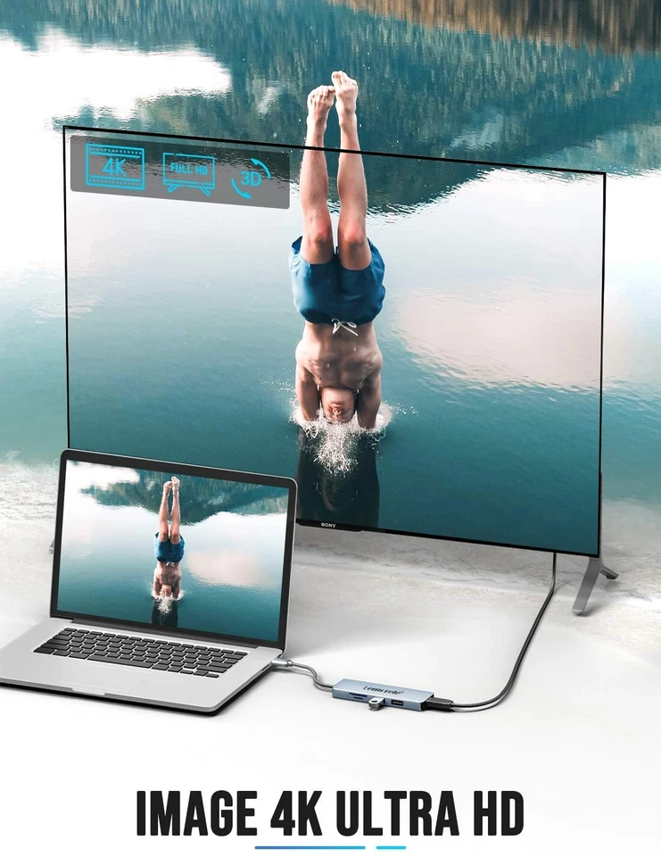 6 EN 1 HUB USB 3.0 Type C Adaptateur HDMI Lecteur Carte OTG Pour MacBook Pro Air - Imagen 2 de 4