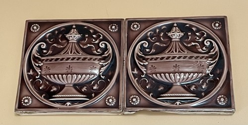 19th Century Mintons China Works Stoke-on-Trent Hearth Tiles - Neoclassical Urns - Picture 2 of 21