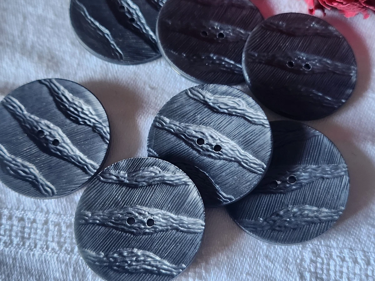 Lot De 6 Boutons Anciens Tigrés Lumineux Pour Manteau - 3.3 Cm - Occasion - France