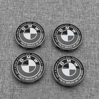 4St 68mm BMW Competition Thunder Kooperations-Radnabenkappen Schwarz-Weiß Emblem
