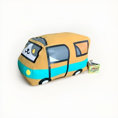 RARE NEKO ATSUME XL Soft Pillow Plushie Stuffed Cat Cardboard Kitty Bus Doll Toy