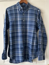 Men  s Polo Ralph Lauren Indigo Oxford Blue Plaid Button Front Shirt Size M