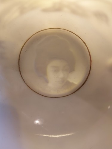 Vintage Kutani Hand Painted Geisha Lithophane Tea Cup Made In Japan Set 2 - Picture 9 of 24