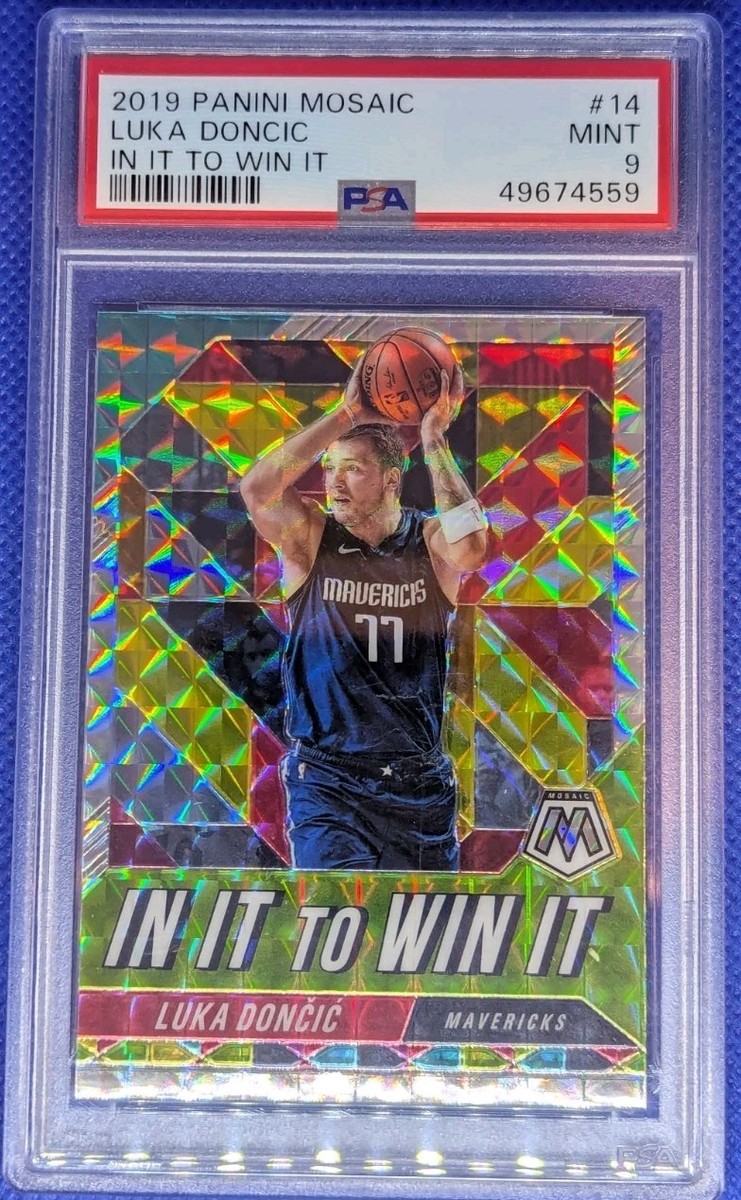 2019-20 Panini Mosaic LUKA DONCIC #14 In It To Win It PSA9 Lakers