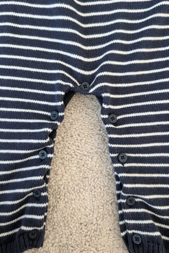 Macacão Janie and Jack bebê malha listra cachorro peça única 6 a 12 meses - Imagem 2 de 4