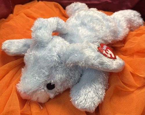 TY Baby Beanie Baby Huggybunny Blue Rabbit W Rattle New With Tags Vintage 2001