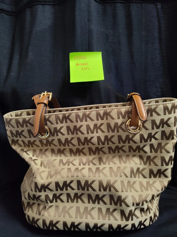 Bolso de Mano Michael Kors Marrón Claro Firma Jet Set Cuero Hombro Grande Foto 2 de 4