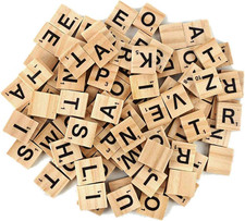 100Pcs Wooden Alphabet Tiles Scrabble Replacement Letters for Board Games, Weddi