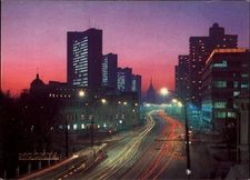 Moscow Arbat Square Kalinin Prospekt night time lapse vintage postcard d557