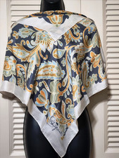 Vintage Designer Schiaparelli Silk Scarf Signed 26  Square Art Nouveau
