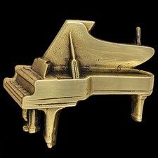 Grand Piano Player Composer Pianist Band Symphony Music Brass Vtg Belt Buckle