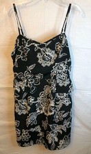 American Eagle Outfitters Black White Spaghetti Strap Dress Tunic Sz 4 Pockets
