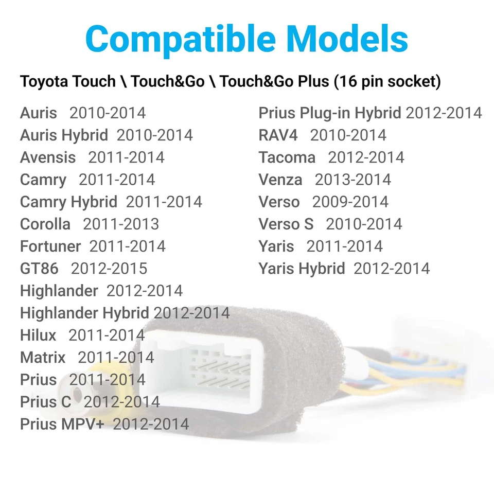 Toyota Scion Subaru Reverse Camera Kit With 16 Pin Cable Wire Harness - Image 2 of 4