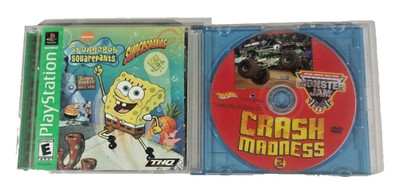 Spongebob Squarepants Supersponge -Sony PlayStation 1 Bundle-Monster Jam DVD