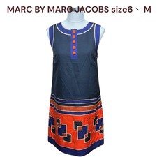 MARC BY MARC JACOBS Silk Sleeveless Dress Navy/Orange/Purple Size 6