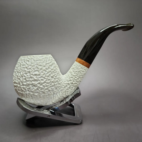 MBSD Meerschaum Deluxe Rusticated Apple Block Meerschaum Pipe, Briar-Mortise - Picture 2 of 8