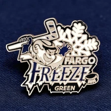 2014 Fargo Freeze Green Hockey Trading Pin Mascot & Snowflake