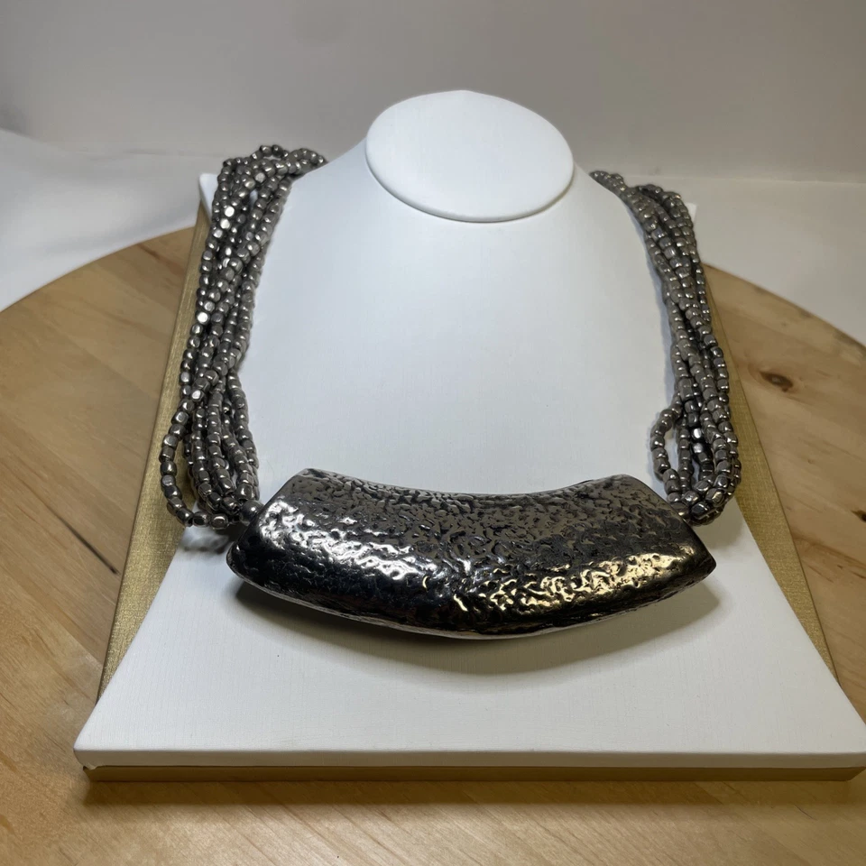 Ожерелье Iris Apfel & Bajalia серебристые тона металл и бисер коренастое заявление 18 дюймов - Изображение 2 из 4