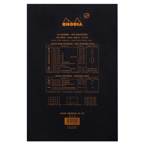 Rhodia Staplebound Cuaderno -Gráfico 80Hojas - 8 1/4 x 12 1/2 - Negro Funda - Imagen 3 de 7