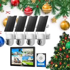 4MP Wireless Home Security Camera System Solar Wifi IP Cameras 10'' Monitor NVR
