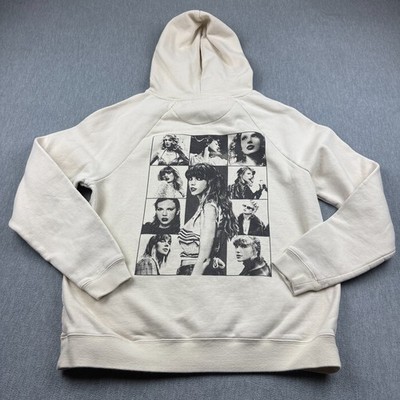 Taylor Swift Hoodie Womens Medium Beige The Eras Tour Sweatshirt Fleece Pullover