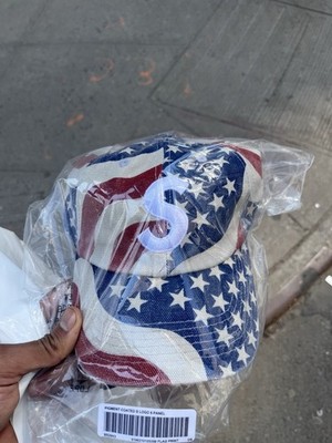 Supreme SS26 Pigment Coated S Logo 6 Panel American Flag Hat Cap