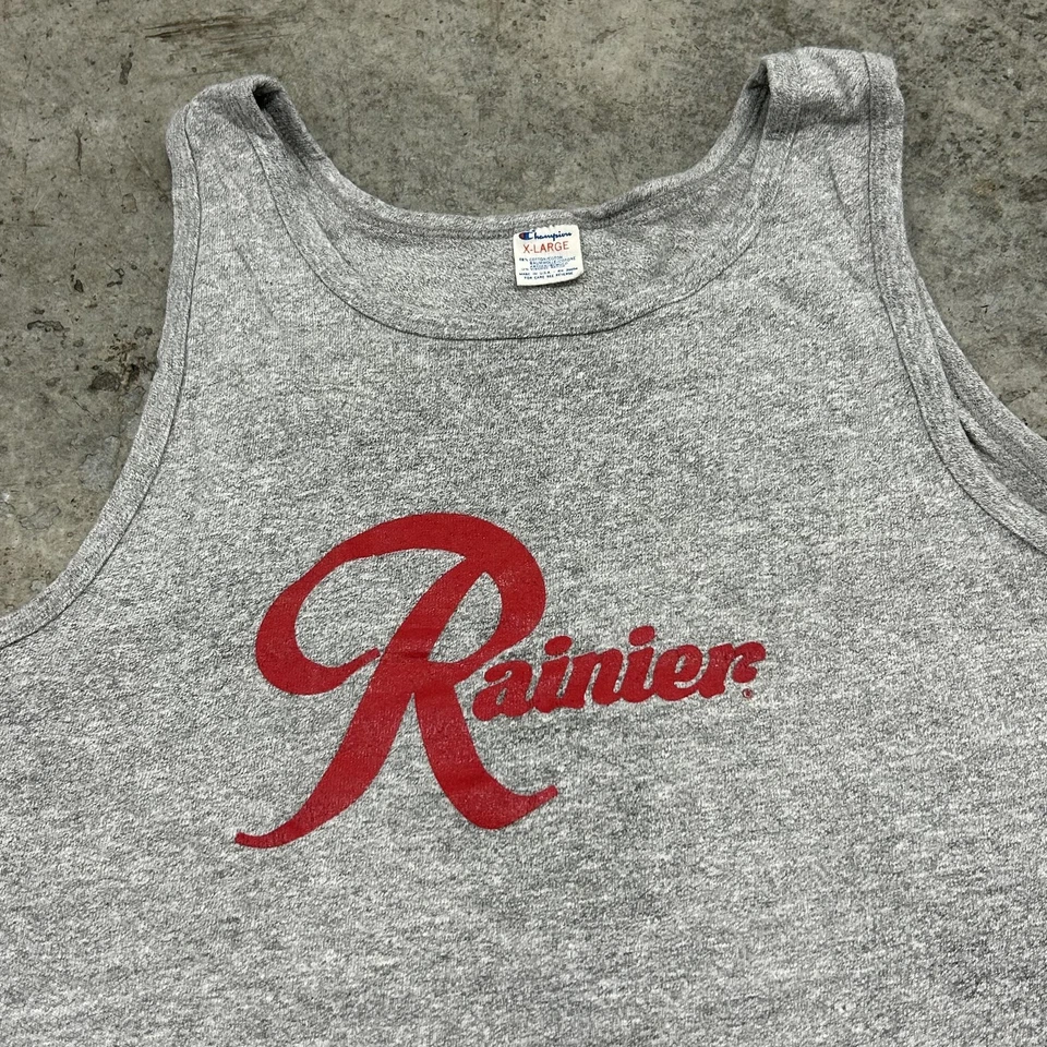 Vintage Champion Rainier Tank Top Mens XL Gray Athletic Shirt Made USA 80s Retro - Image 2 of 4