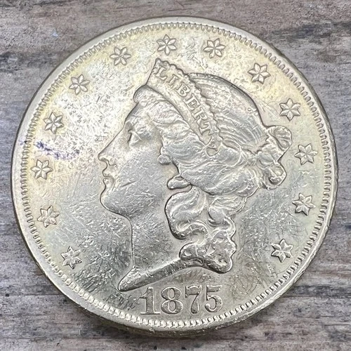 1875-CC $20 Liberty Head Double Eagle Gold Coin Raw Ungraded - Low Mintage