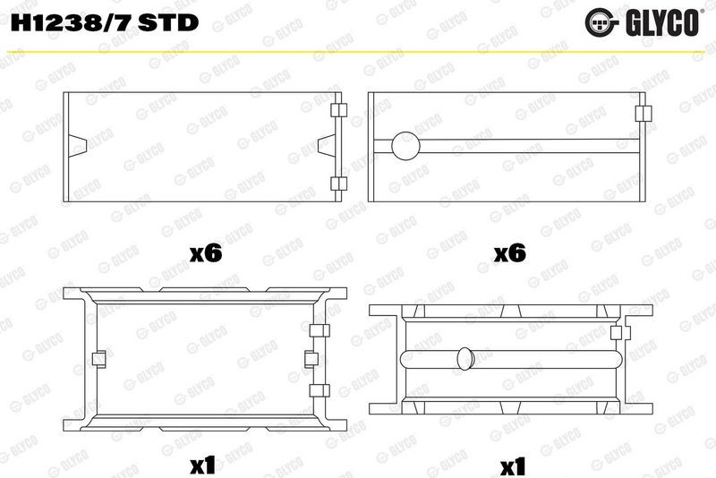 Coussinet vilebrequin GLYCO H1238/7 STD pour réparer le bloc 7792568