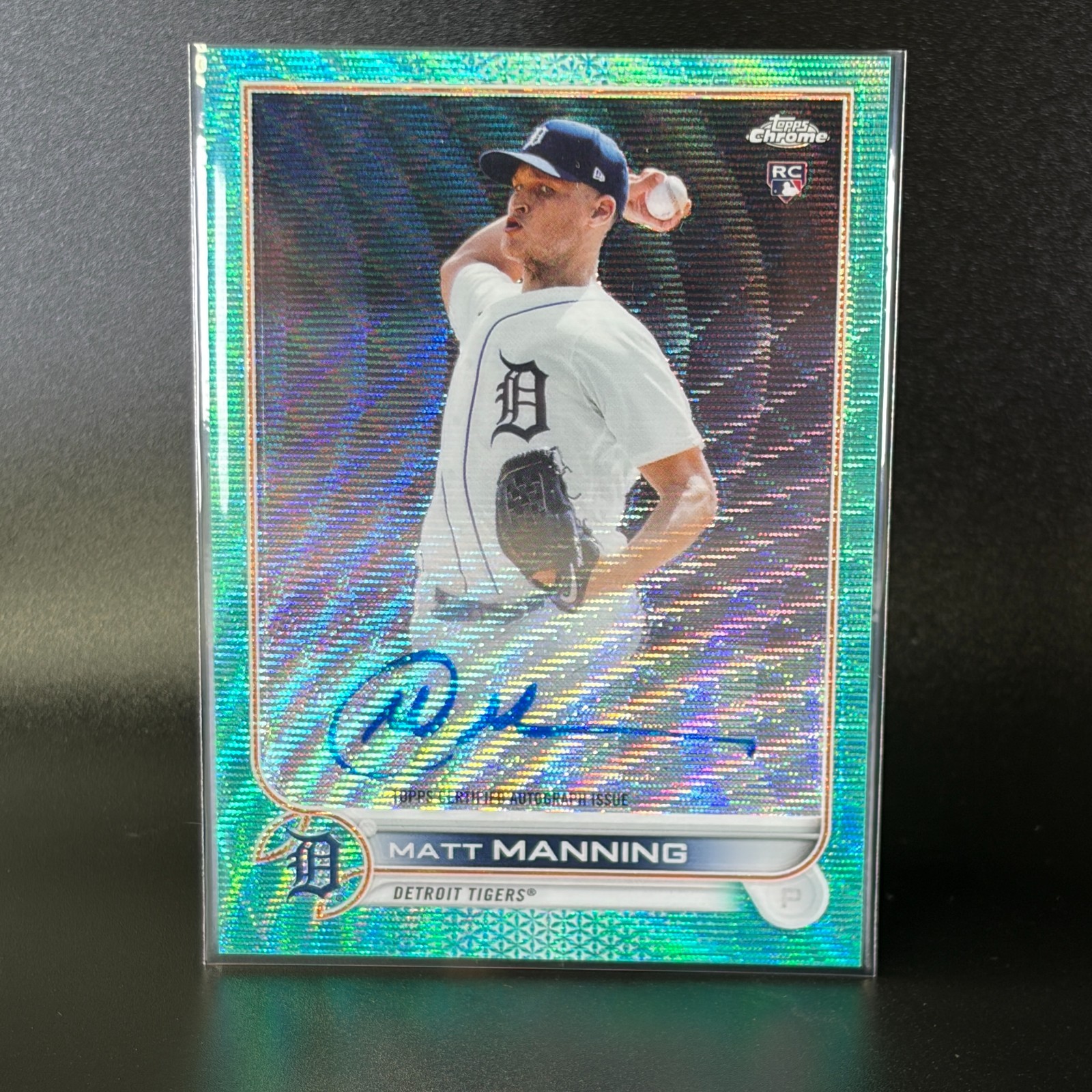 2022 Topps Chrome Matt Manning Rookie Aqua Wave Refractor Autograph 060/199 RC