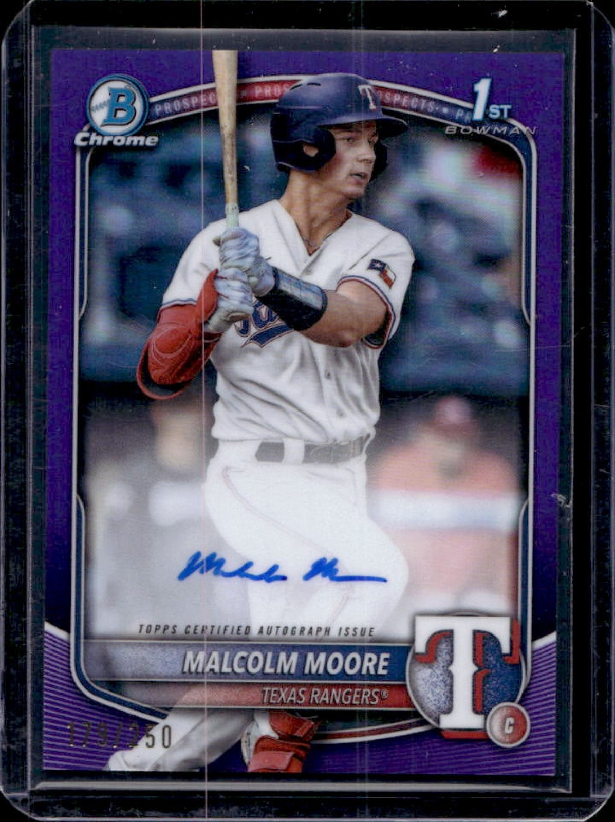 2025 Bowman Malcolm Moore Chrome Auto Purple Refractor 1st #/250
