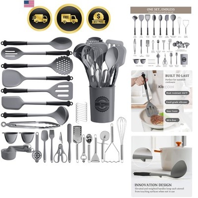 43Pcs Large Kitchen Utensils Set - Silicone Cooking Utensils Set, Dishwasher ...