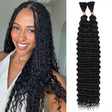 Leeven Braiding Hair for Boho Braids 24 Inch 2 Bundles Natural Black Water Wa...
