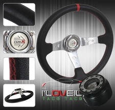 350mm Pvc Leather Wrapped Steering Wheel Cf Hub Adapter Kit Jdm Horn Button 350mm Pvc Leather Wrapped Steering Wheel Cf Hub Adapter Kit Jdm Horn Button