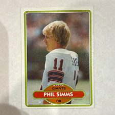 Topps 1980 Topps Phil Simms #225 Rookie New York Giants NFL Football Card. rookie card picture