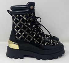 Michael Kors Rowan Embossed Logo Lace-Up Combat Booties Women’s Size 6M