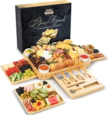Utopia Kitchen Charcuterie Boards Set Bamboo Cheese and Small, Natural 