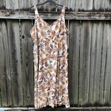 Old Navy Floral Midi Dress Linen Blend Size XXL Sleeveless Smocked Sweetheart