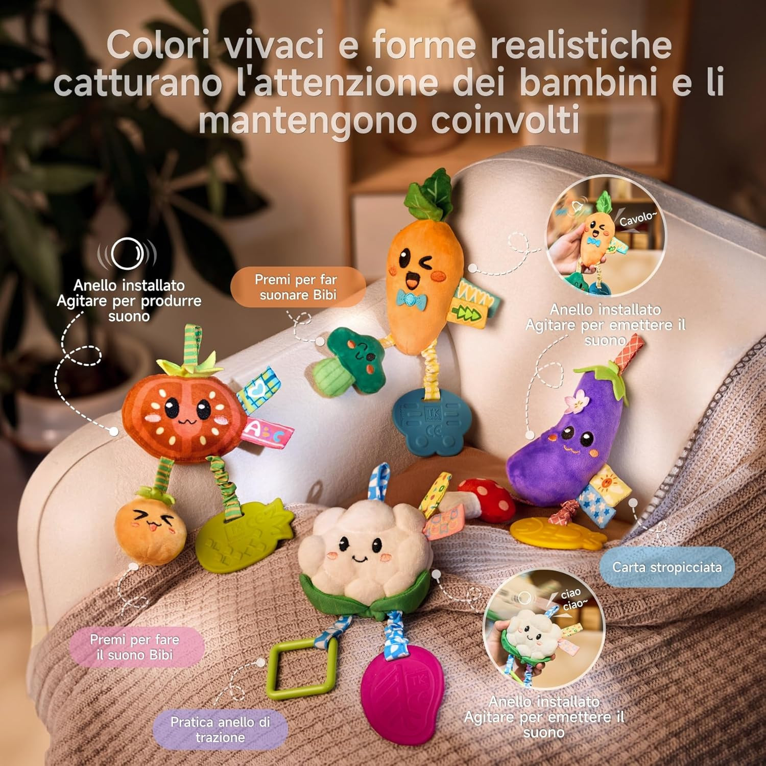 Kids Confezione Da 4 Giocattoli Sonagli Sospesi per Bambini, Giocattoli per Neon foto 4