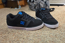 DC Pure Black Low-Top Skateboarding Shoes Blue Logo US 9.5 M
