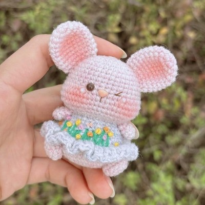 Princess Mouse Crochet Amigurumi, Cute Mouse Figure, Handmade Animal Gift