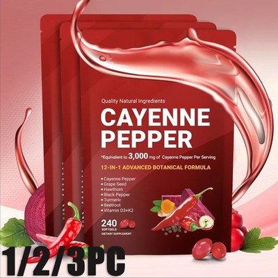 Cayenne Pepper Softgels Supplement, Supports Leg Vein, 240 Softgels /1 Bag US