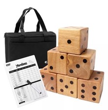 Yard Games Giant 3.5 Inch Wooden Dice Set Of 6 w/Scorecards  Carry Bag NEW 