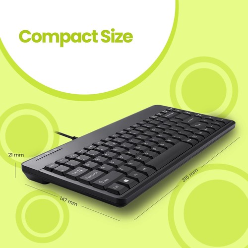 Durable Black PS2 Mini Keyboard - Quiet Rubber Dome Keys, Perfect for Offices - Picture 7 of 11