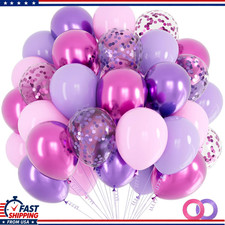 Pink and Purple Balloons, 68PCS 12 Inch Metallic Purple Pink Confetti Latex Ball