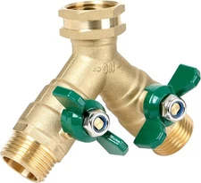 Garden Hose Splitter Full Flow, Brass Heavy Duty Hose Splitter 2-Way High Flow