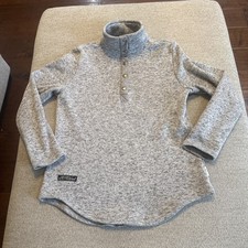 Simply Southern Pullover Women S Gray Sweater Knit Fleece Quarter Snap Mock-0620