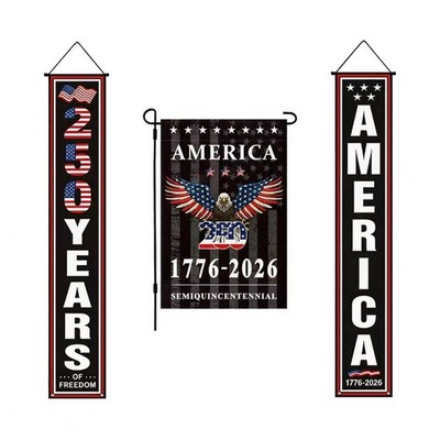 250th Anniversary USA Flag Set, 12x18 inch Garden Flag with Eagle Design & 2 ...