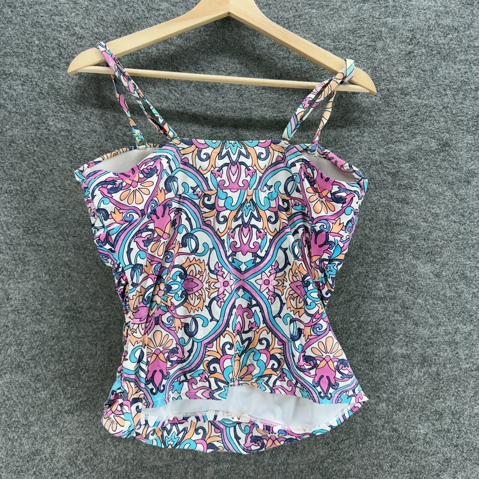 Apt. 9 Tankini Top Women L Large Blue Geometric Push Up Sleeveless Lined Nylon - Image 2 of 4